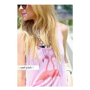 Wildfox Pink Flamingo Swim Cover Up Tank Top